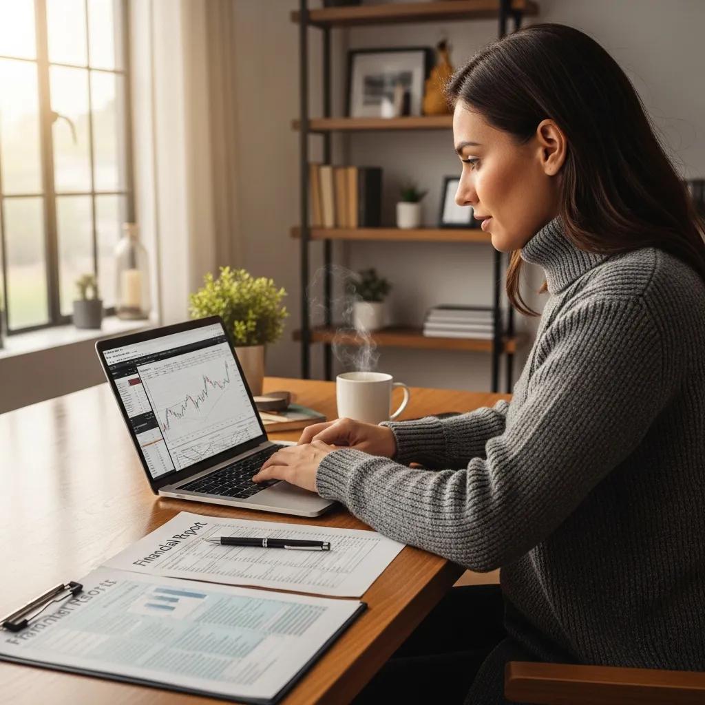 Cozy home office scene with a high achiever planning finances