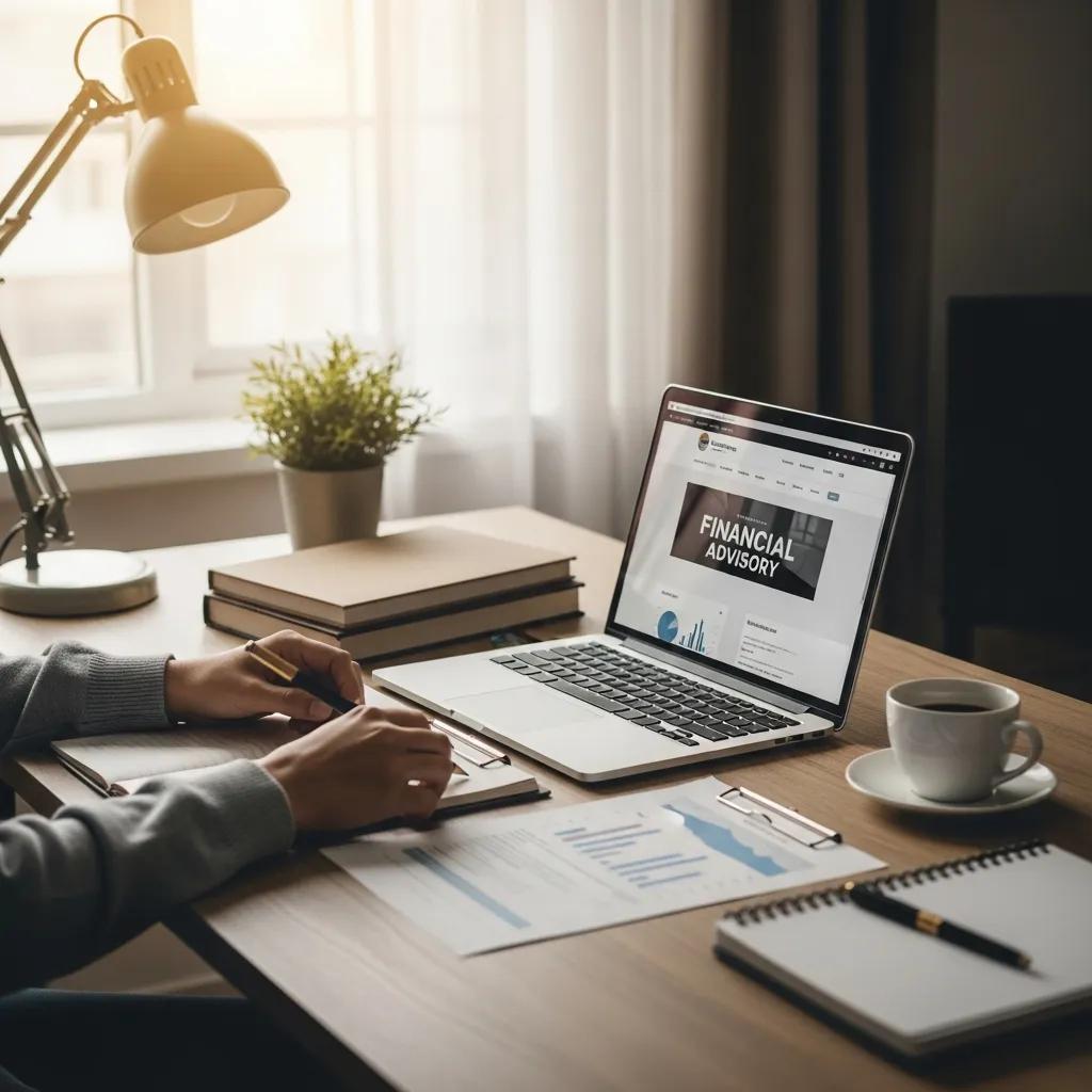 Cozy home office with a high achiever planning finances, emphasizing clarity and confidence