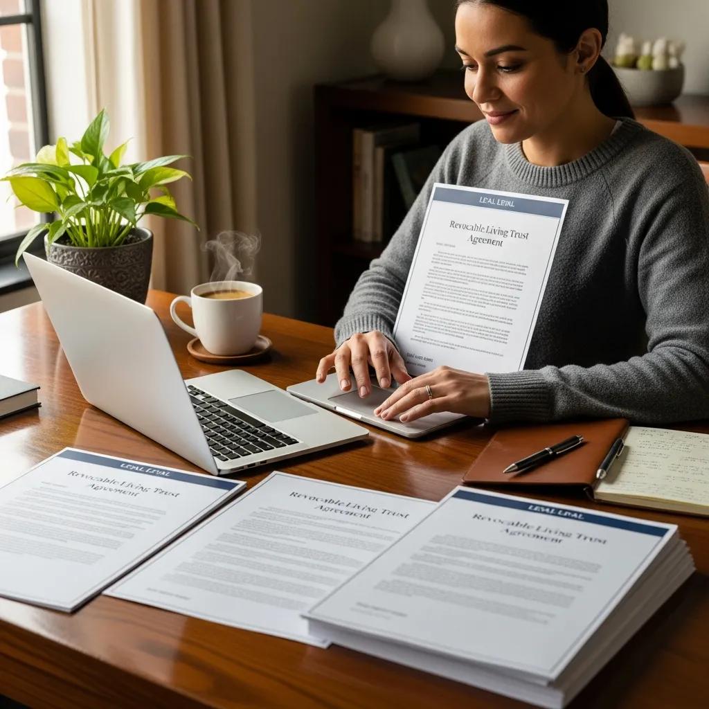Individual reviewing estate planning documents at a desk