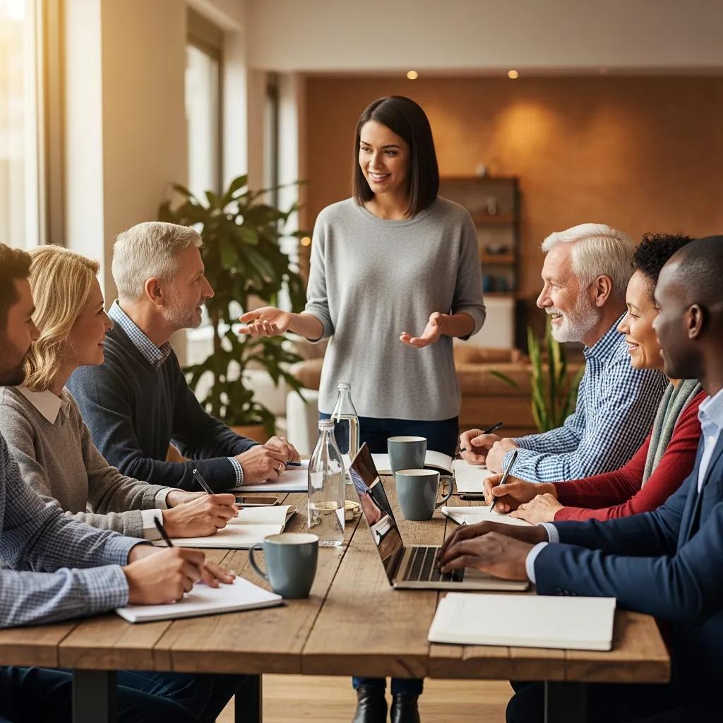 Participants in a financial education workshop engaging with a facilitator