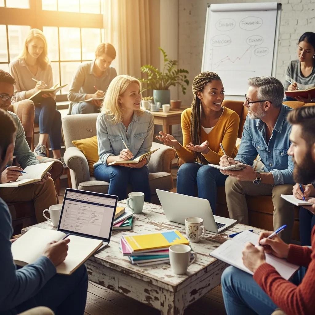 Diverse group participating in a financial literacy workshop, showcasing community engagement and learning