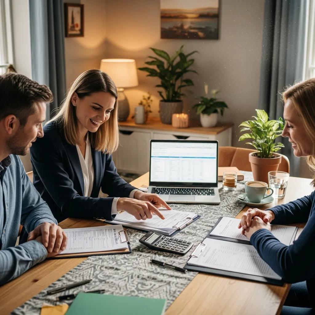 Financial advisor discussing tax planning with clients at home