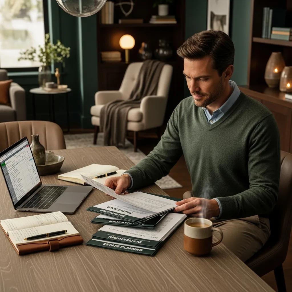 High earner reviewing tax planning strategies at a cozy dining table