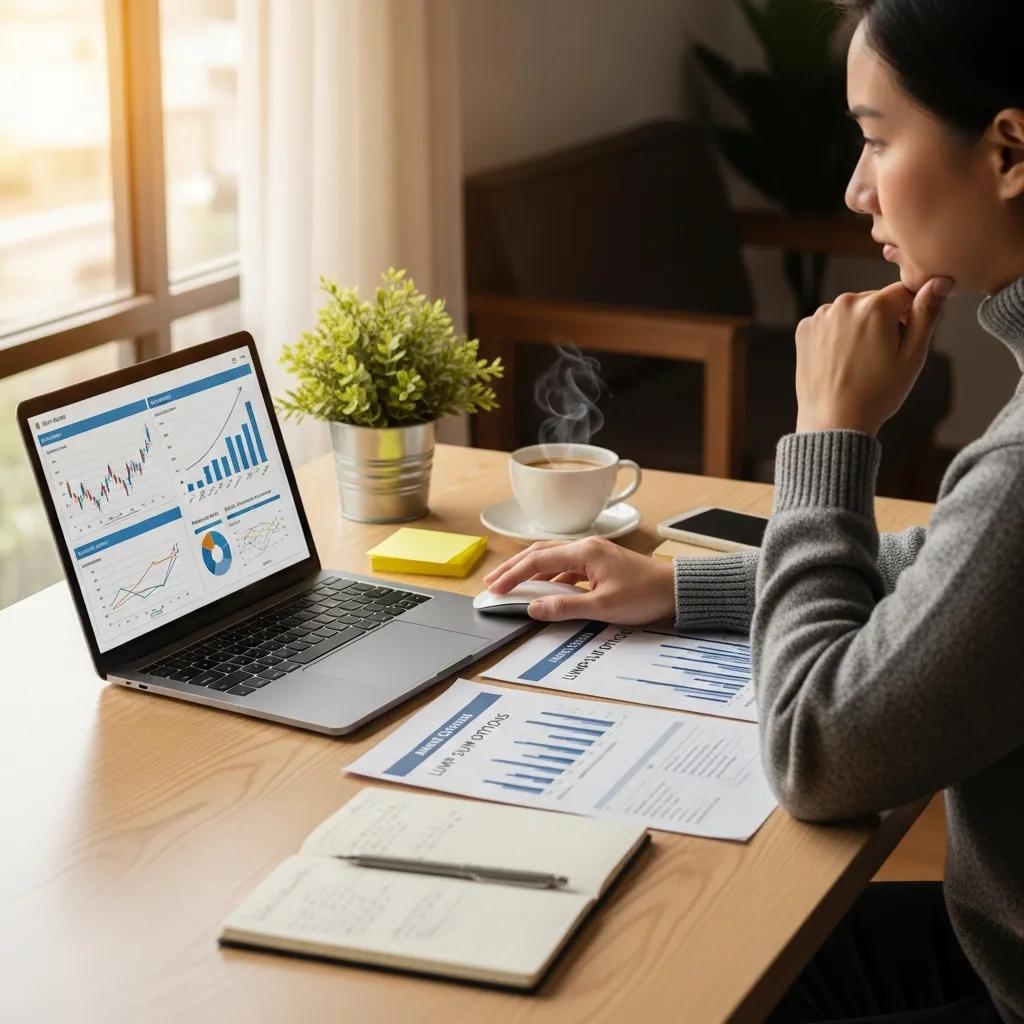 Individual analyzing financial options for lump sum and annuity payments