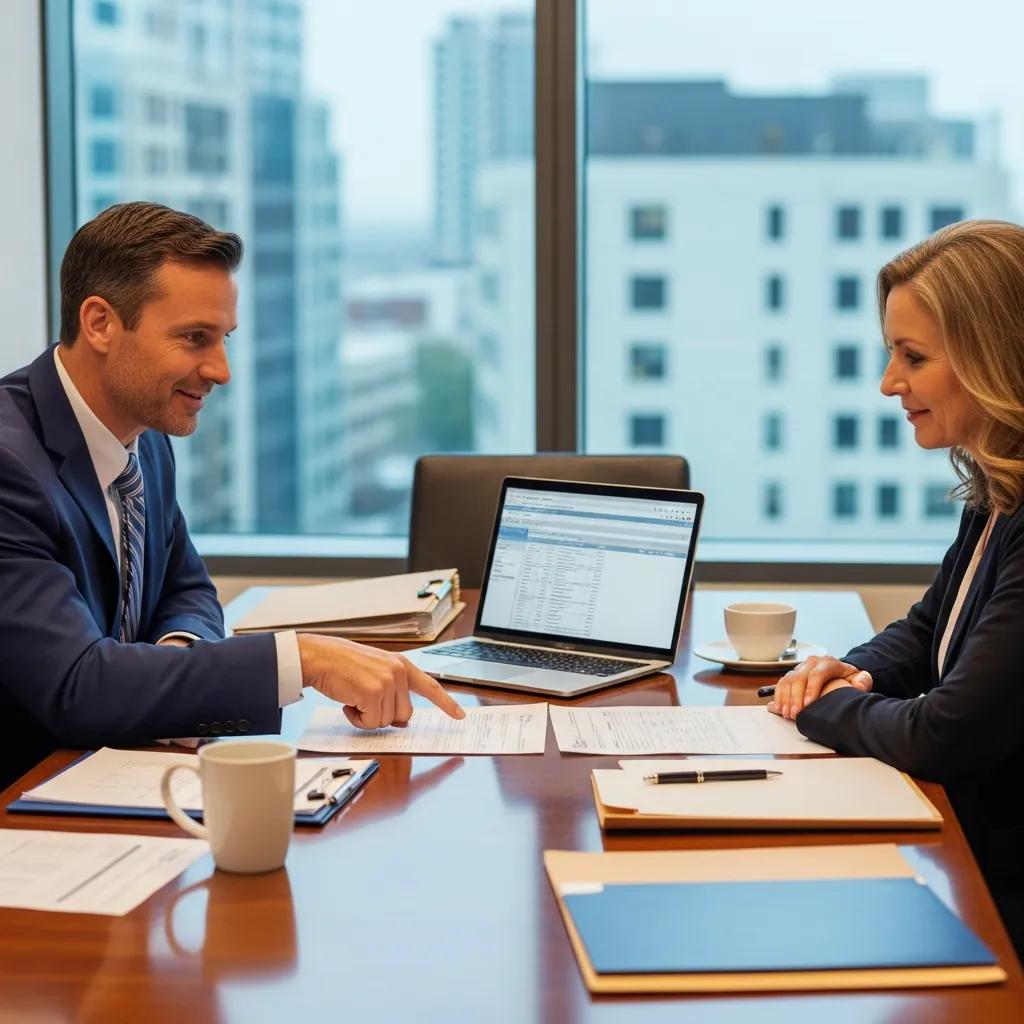 Tax advisor consulting with a client, emphasizing the importance of engaging a tax professional for personalized strategies