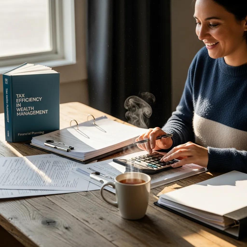 Individual reviewing financial documents for tax efficiency in a cozy workspace